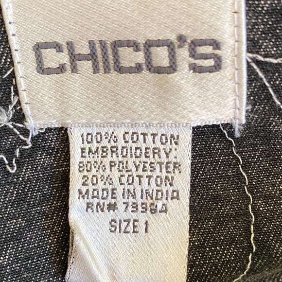 Vintage Chico’s Washed Denim Embroidered Jacket Western Whimsigoth Grunge-M - Picture 14 of 15